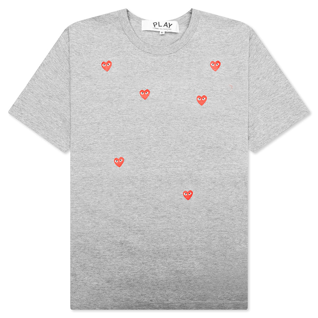 Tri Red Heart Logo Print T-Shirt - Grey