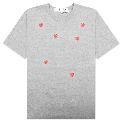 Tri Red Heart Logo Print T-Shirt - Grey
