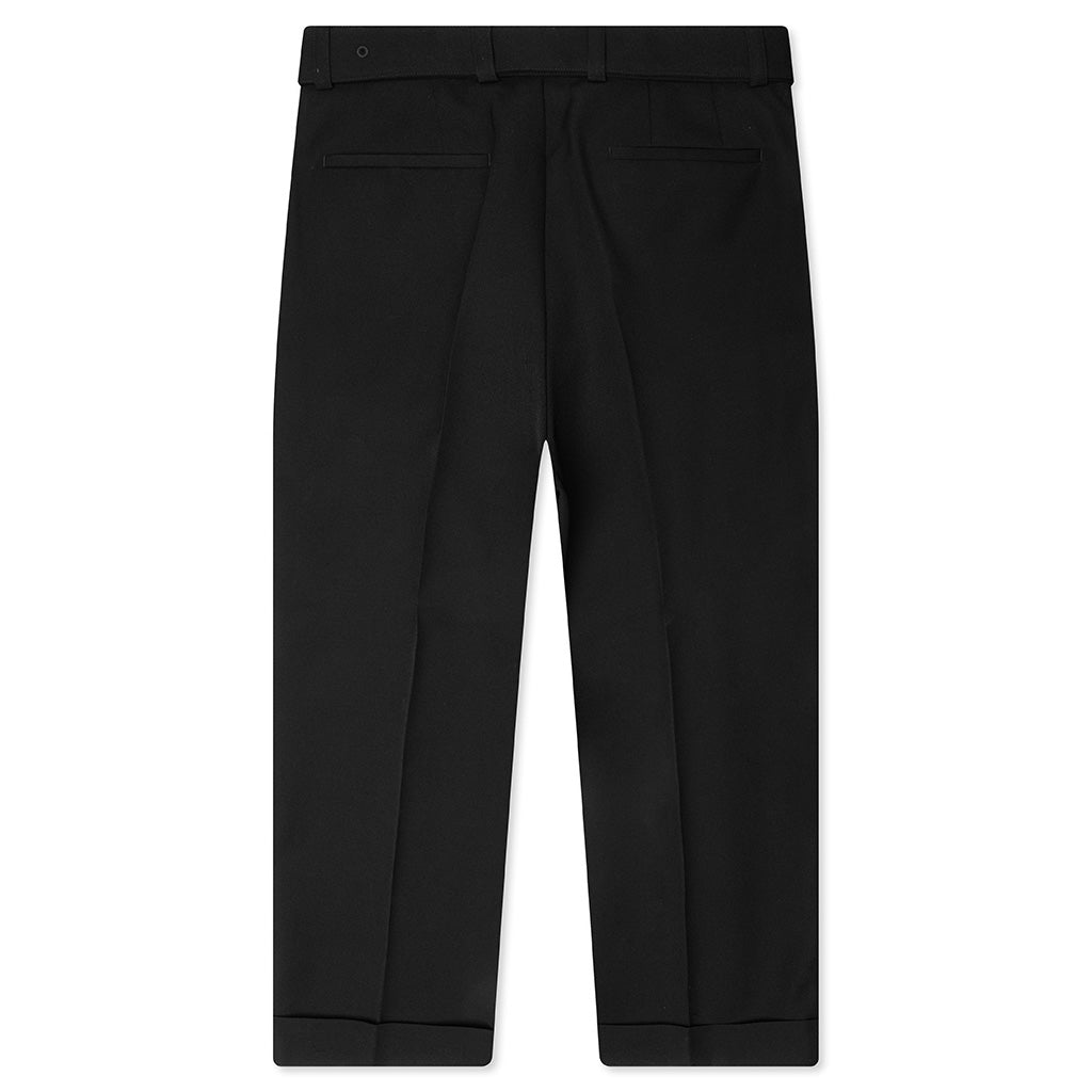 Gabardine Belted Trousers - Black