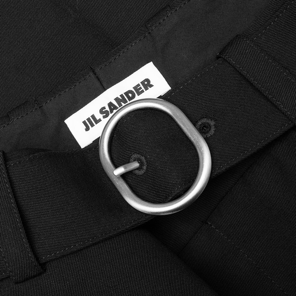 Gabardine Belted Trousers - Black