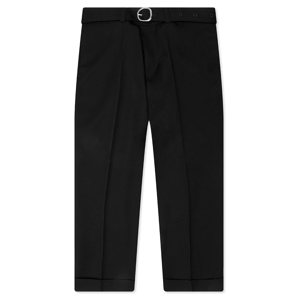 Gabardine Belted Trousers - Black