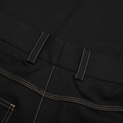 Recycled Polyester Gabardine Loose Fit Trousers - Black