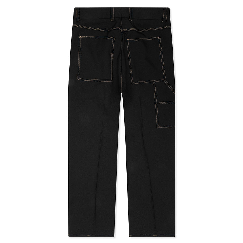 Recycled Polyester Gabardine Loose Fit Trousers - Black