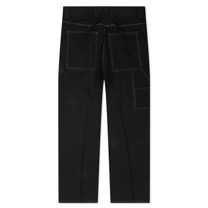 Recycled Polyester Gabardine Loose Fit Trousers - Black