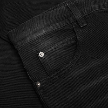 Bleached Cotton Patchwork Jeans - Black