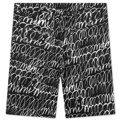 Scribbled Poplin Shorts - Black
