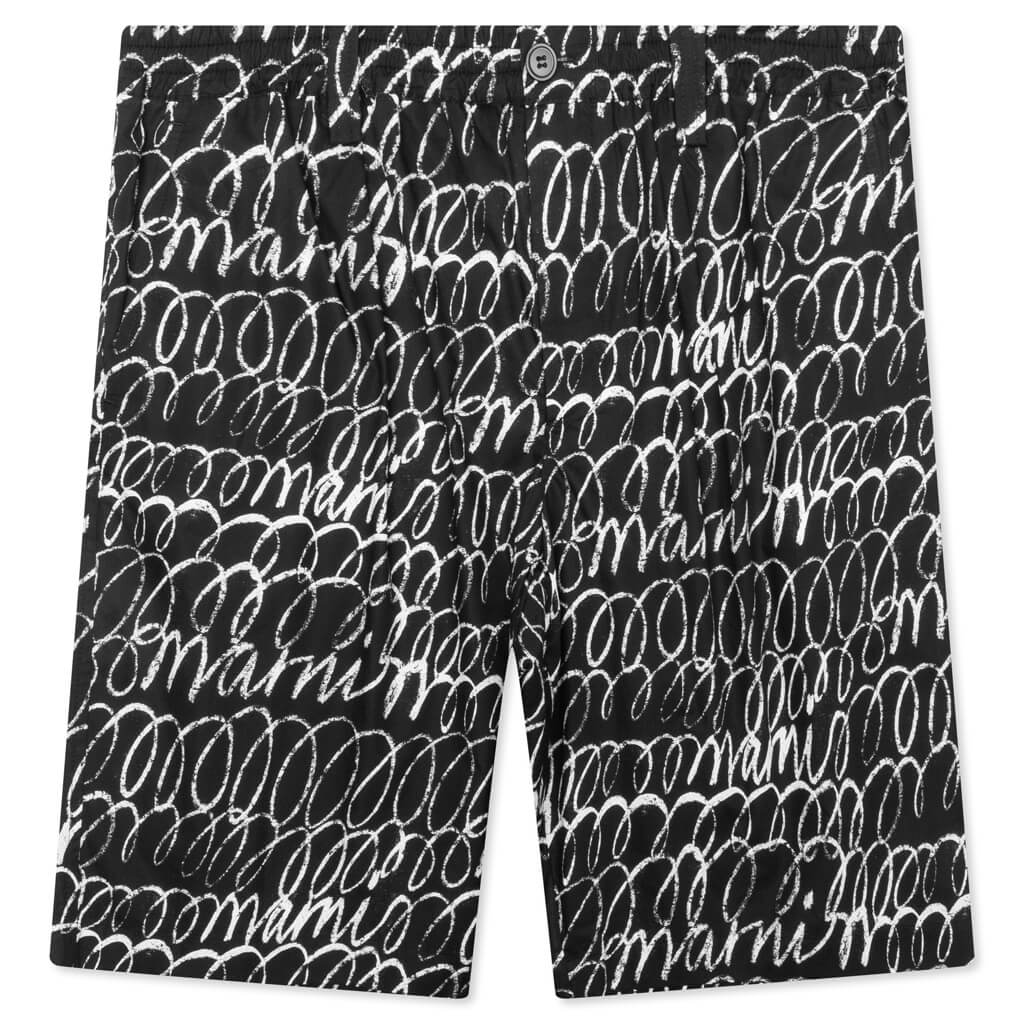 Scribbled Poplin Shorts - Black