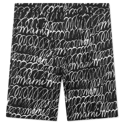 Scribbled Poplin Shorts - Black