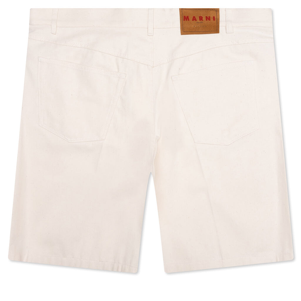 Cream Denim Shorts with Trunakaroo Plaque - Bone