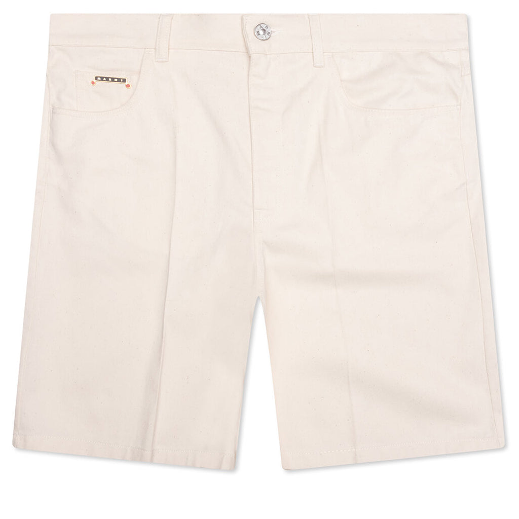 Cream Denim Shorts with Trunakaroo Plaque - Bone