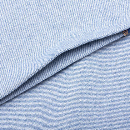 Wide Leg Blue Jeans With High Turn-Up - Cobalt