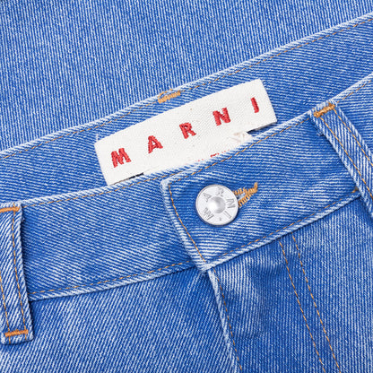 Wide Leg Blue Jeans With High Turn-Up - Cobalt