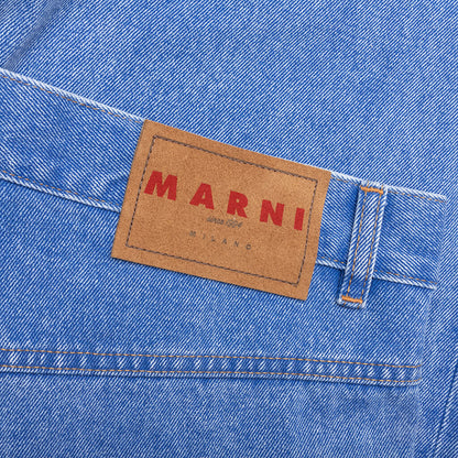 Wide Leg Blue Jeans With High Turn-Up - Cobalt