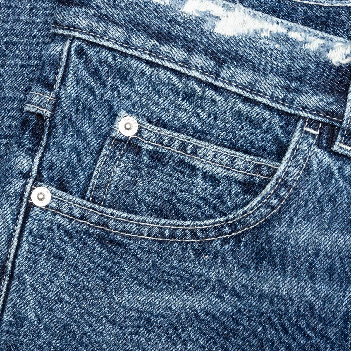 Virgin Wool Denim Trousers With Knitted Patches  - Deep Blue