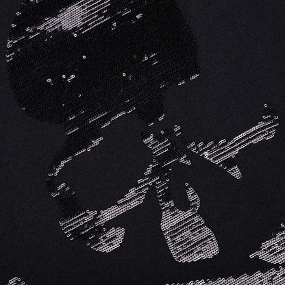 Football V-Neck Jersey T-Shirt - Black
