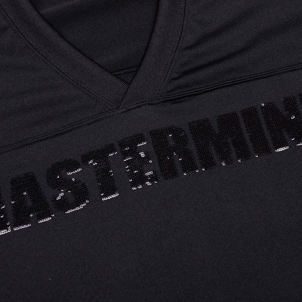 Football V-Neck Jersey T-Shirt - Black