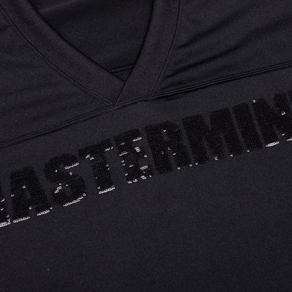 Football V-Neck Jersey T-Shirt - Black