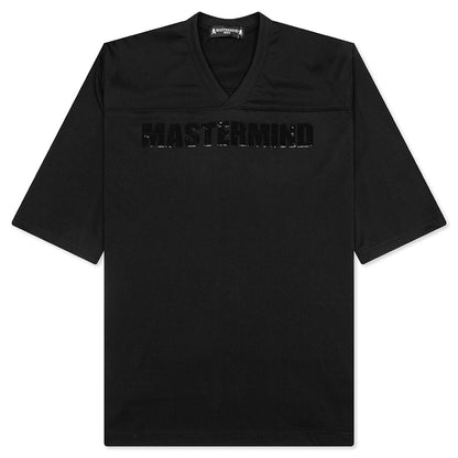 Football V-Neck Jersey T-Shirt - Black