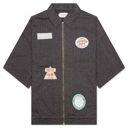 Twill Full Zip Shirt - Black