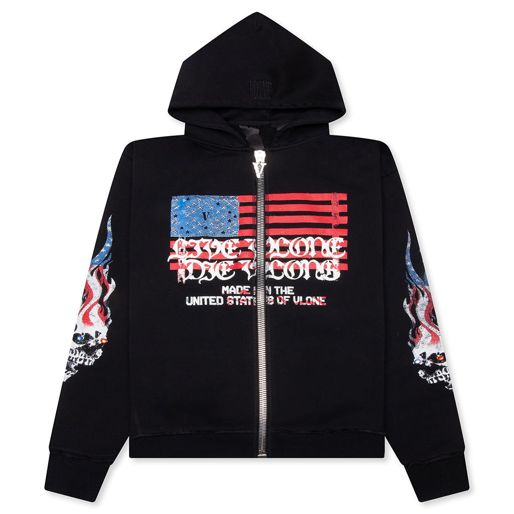 VLONE Flag Zip Up Hoodie - Black