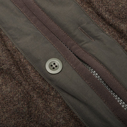 Wool Herringbone Quilted Vest - Khaki