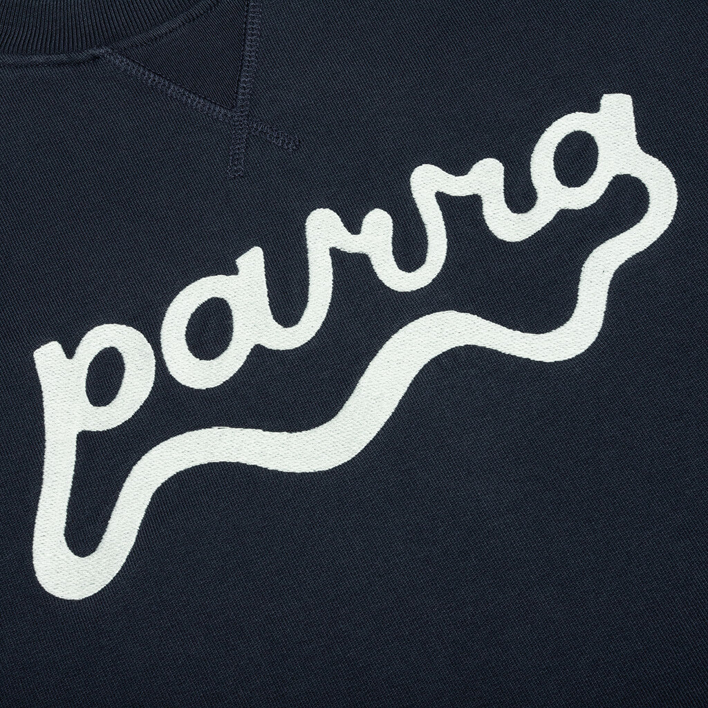 Water Wave Logo Crew Neck Sweatshirt - Navy Blue
