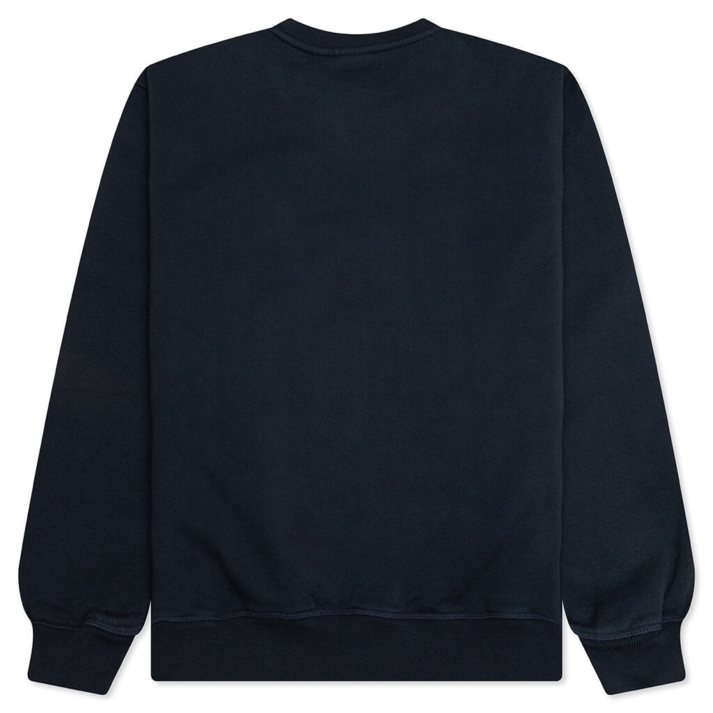 Water Wave Logo Crew Neck Sweatshirt - Navy Blue
