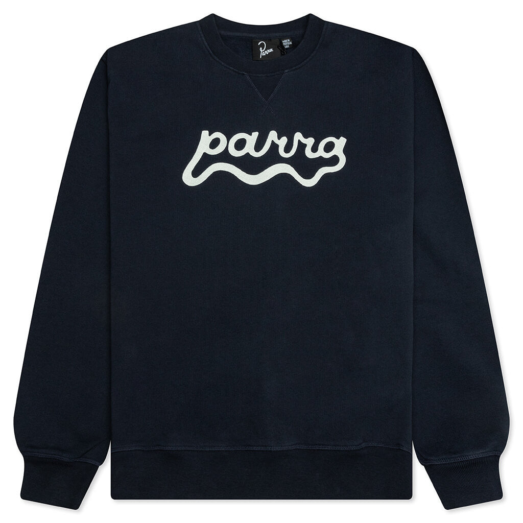 Water Wave Logo Crew Neck Sweatshirt - Navy Blue