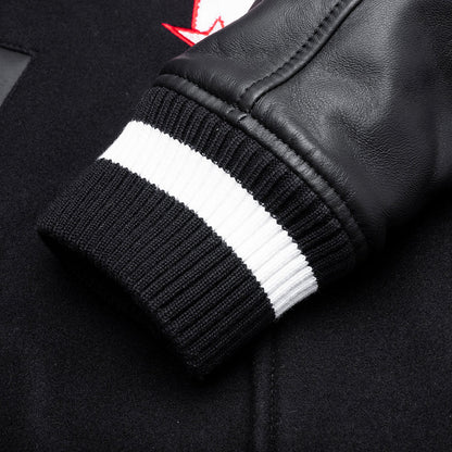 Wiz Dices Lea Wool Varsity Jacket - Black/White