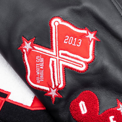 Wiz Dices Lea Wool Varsity Jacket - Black/White