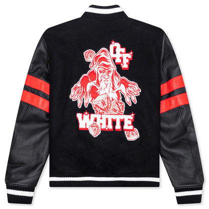 Wiz Dices Lea Wool Varsity Jacket - Black/White