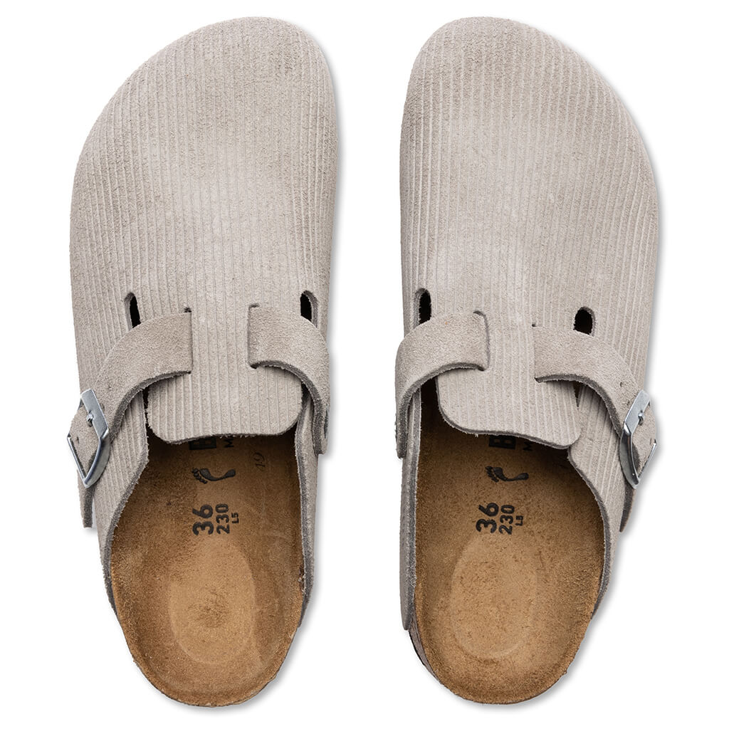 Women's Narrow Boston Suede Embossed - Corduroy Stone Coin