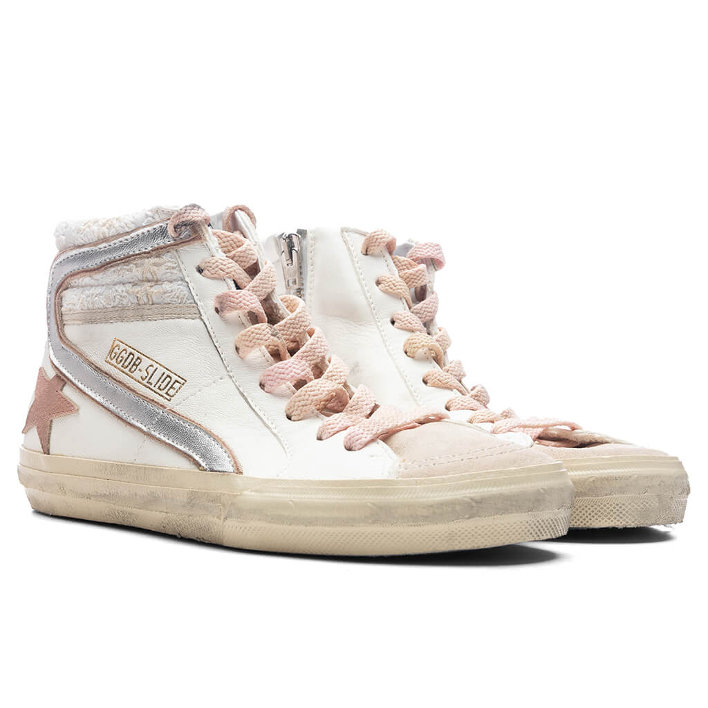 Women's Slide Suede Sneaker - White/Beige/Silver