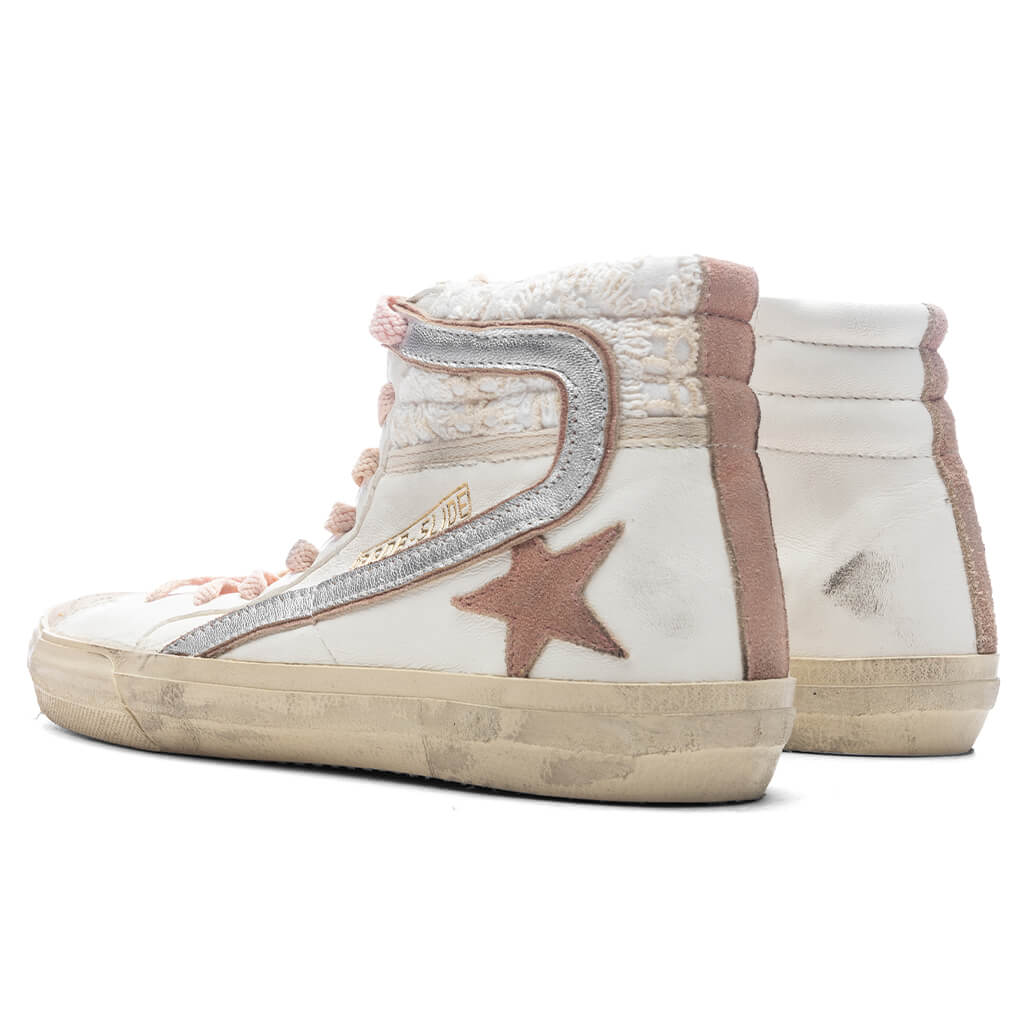 Women's Slide Suede Sneaker - White/Beige/Silver