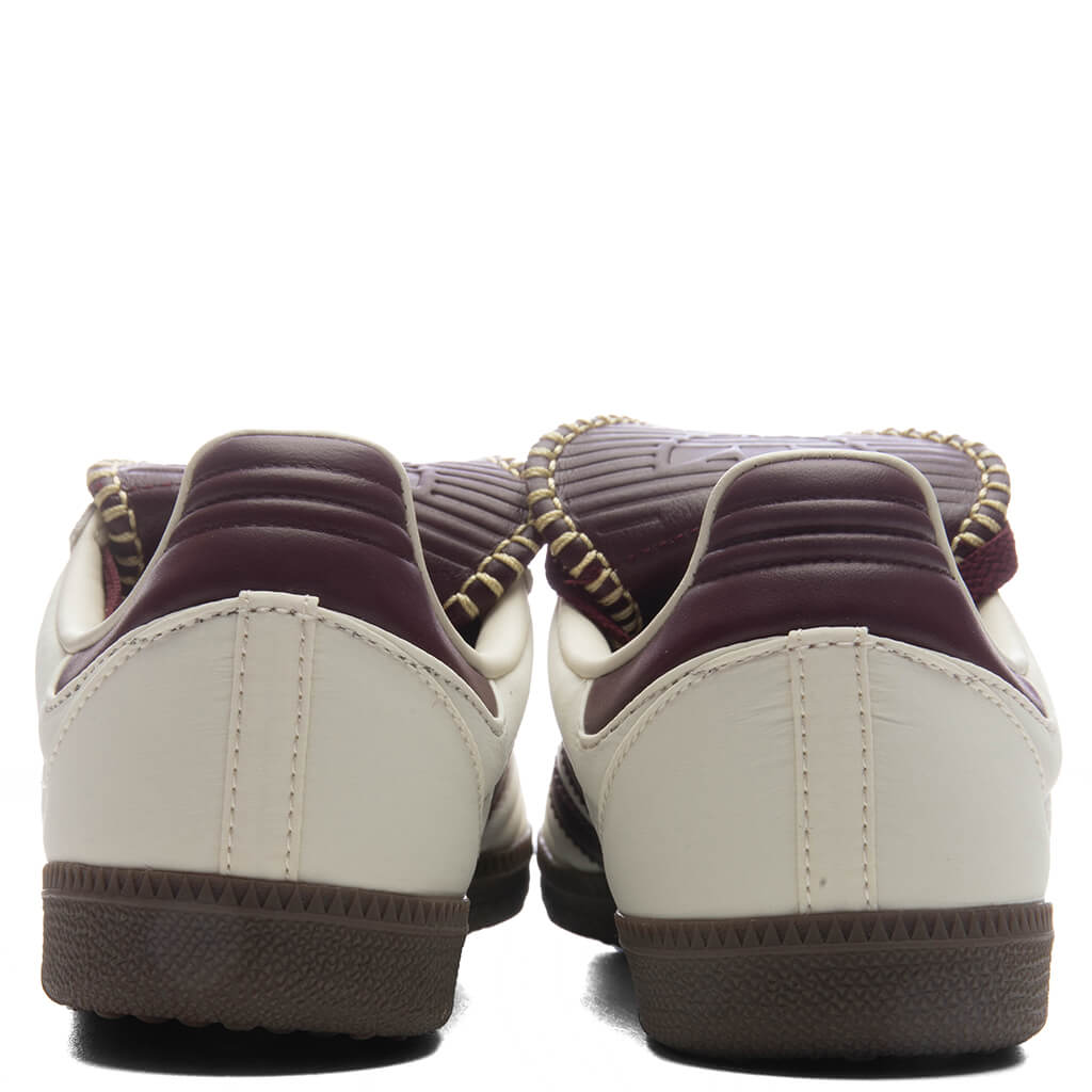 Womens Samba Long Tongue - Cream White/Maroon/Gold Metallic