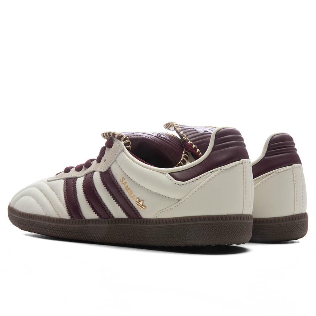 Womens Samba Long Tongue - Cream White/Maroon/Gold Metallic