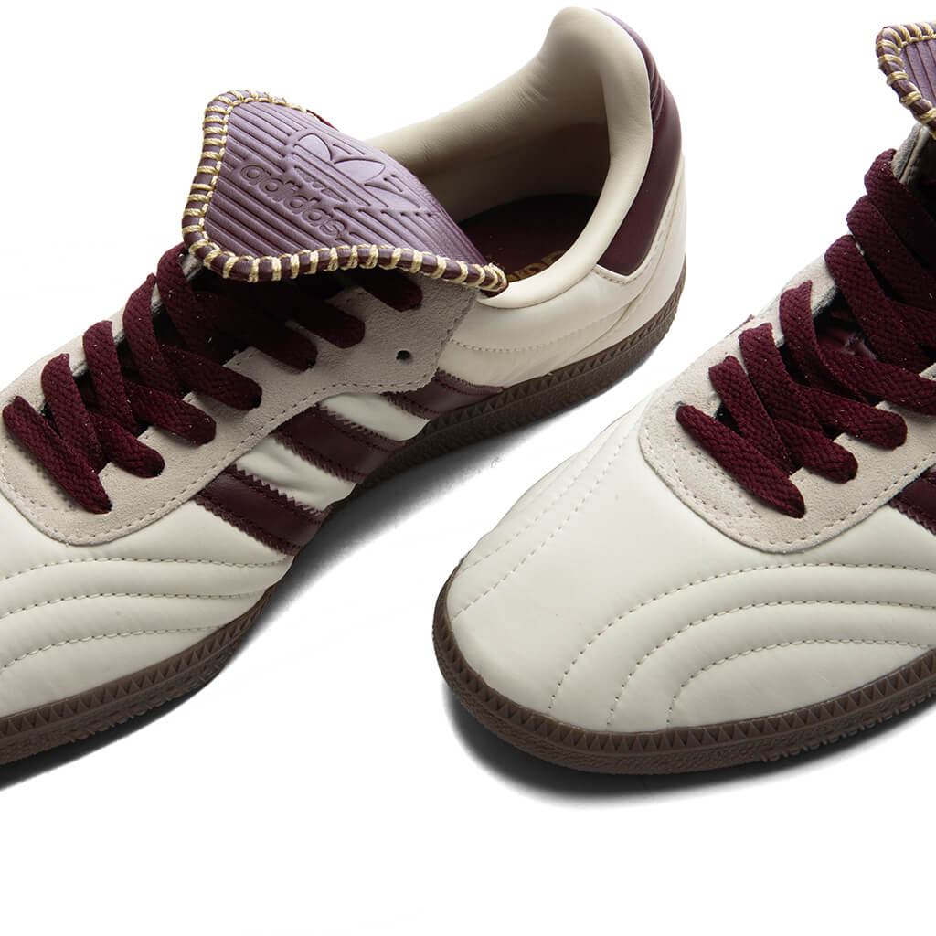 Womens Samba Long Tongue - Cream White/Maroon/Gold Metallic