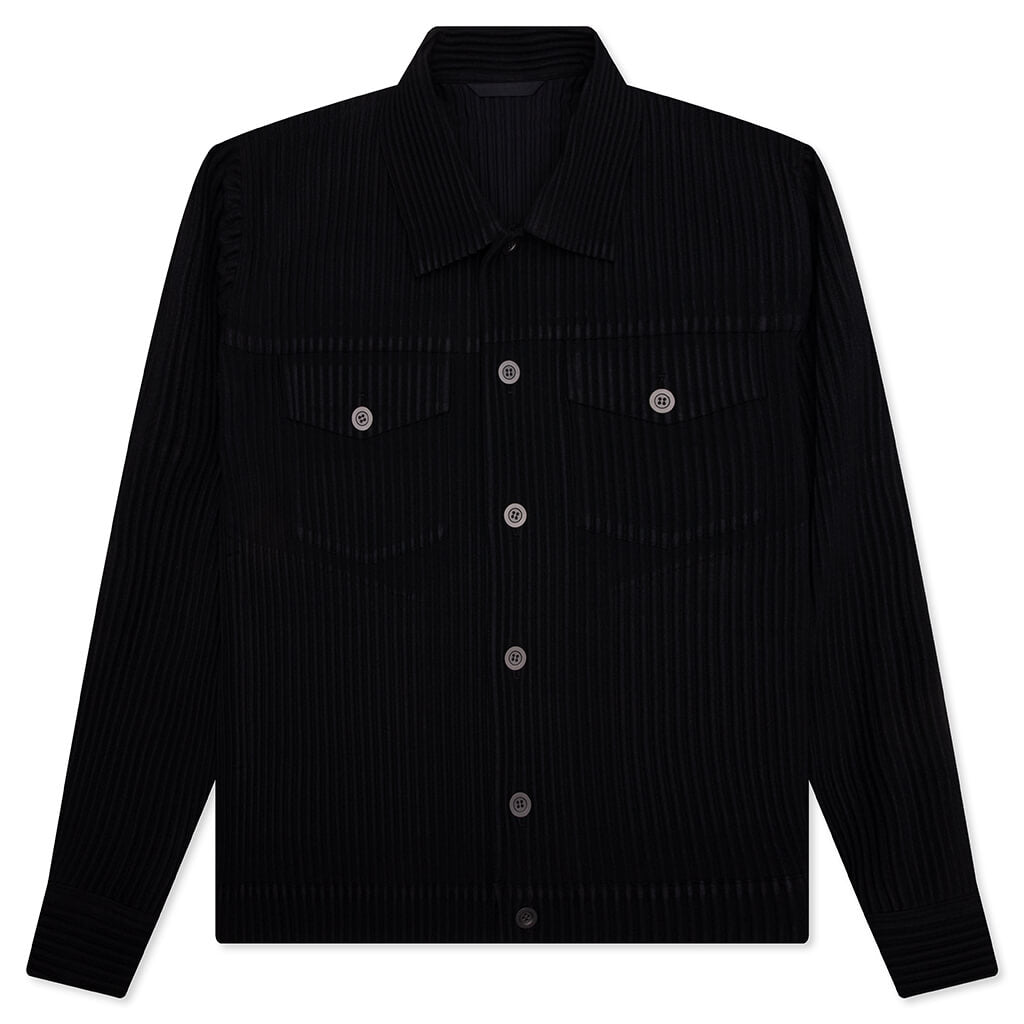 Wool Like Light Trucker Jacket - Black