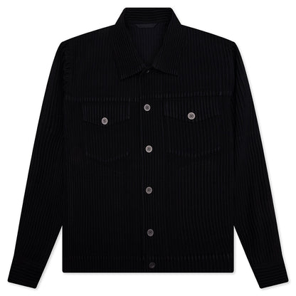 Wool Like Light Trucker Jacket - Black