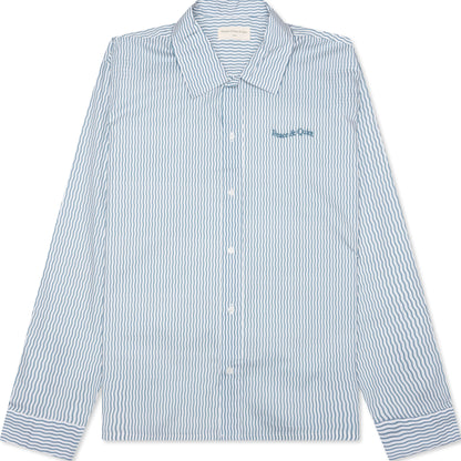 Wordmark Poplin Button-Up - Baby Blue
