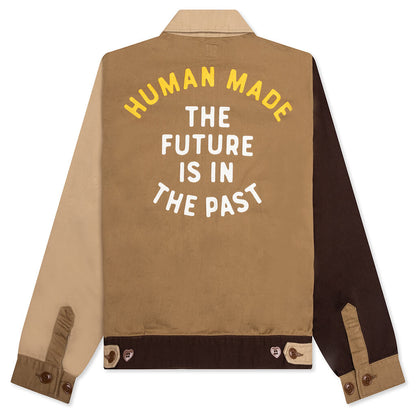 Zip-Up Work Jacket - Brown