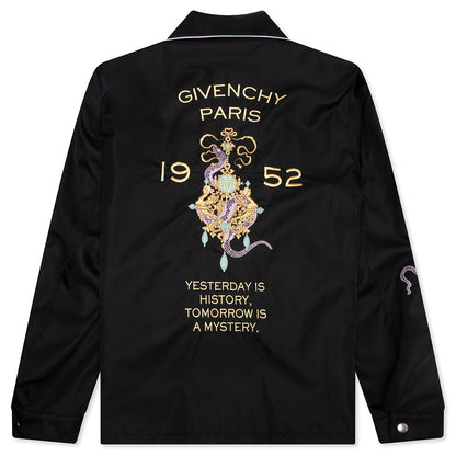Zipped Jacket with Chandelier and Snake Embroideries - Black