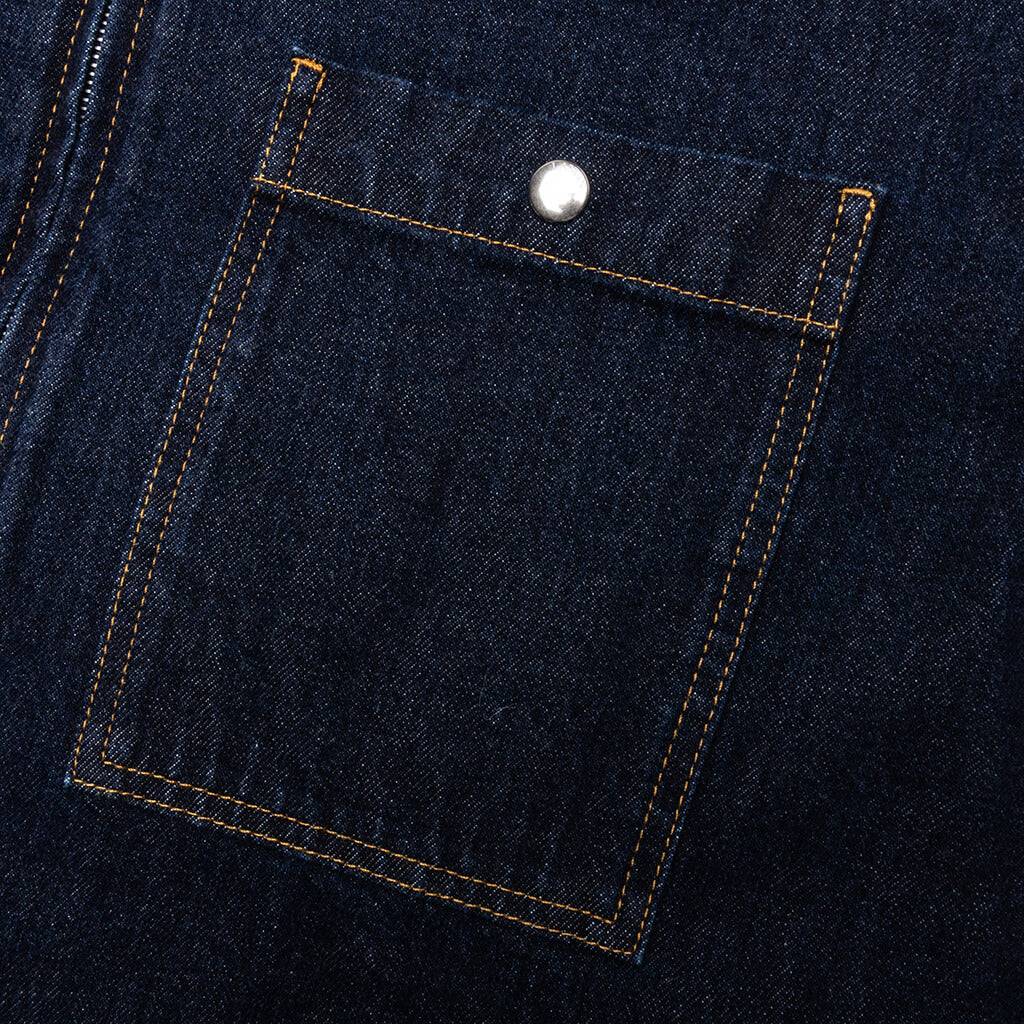 Zipped Denim Shirt - Navy Blue