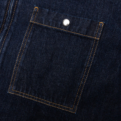 Zipped Denim Shirt - Navy Blue