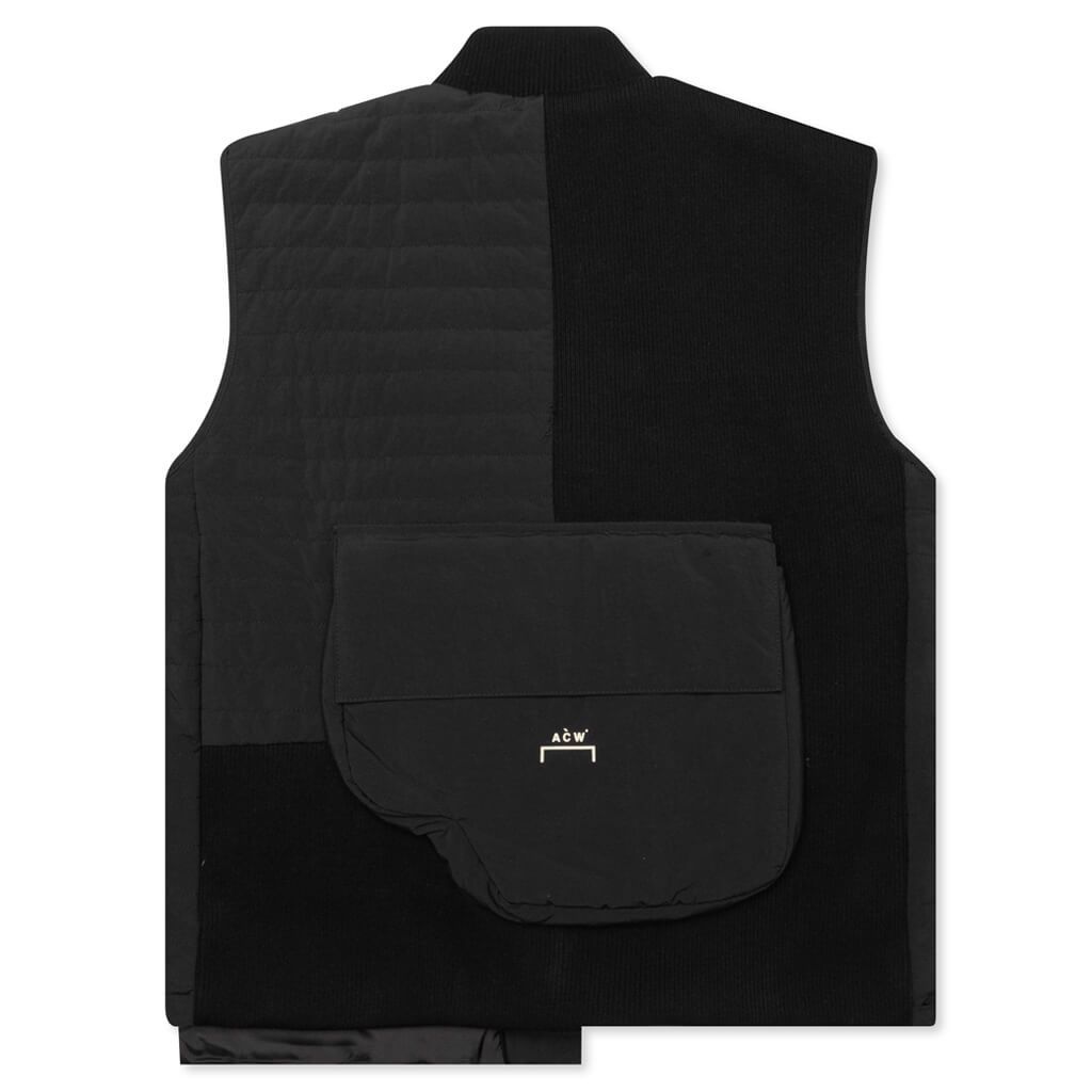 Padded Pocket Rib Gilet - Black