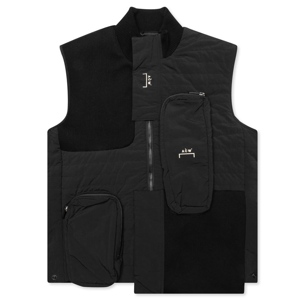 Padded Pocket Rib Gilet - Black
