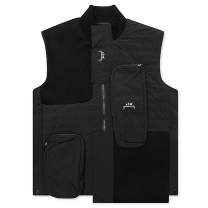 Padded Pocket Rib Gilet - Black