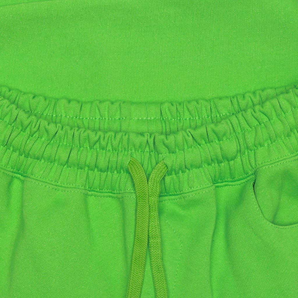 Embroidery Patch Detail Sweats - Neon Green