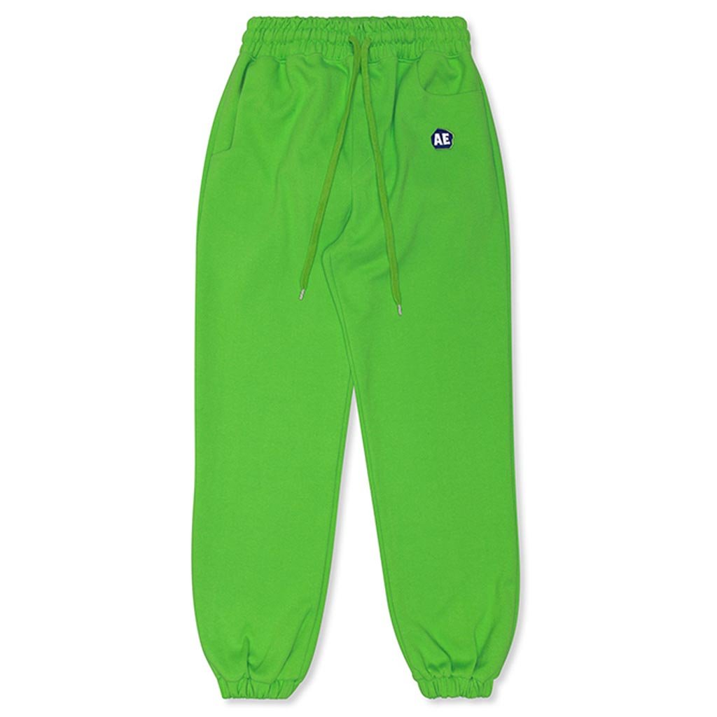 Embroidery Patch Detail Sweats - Neon Green