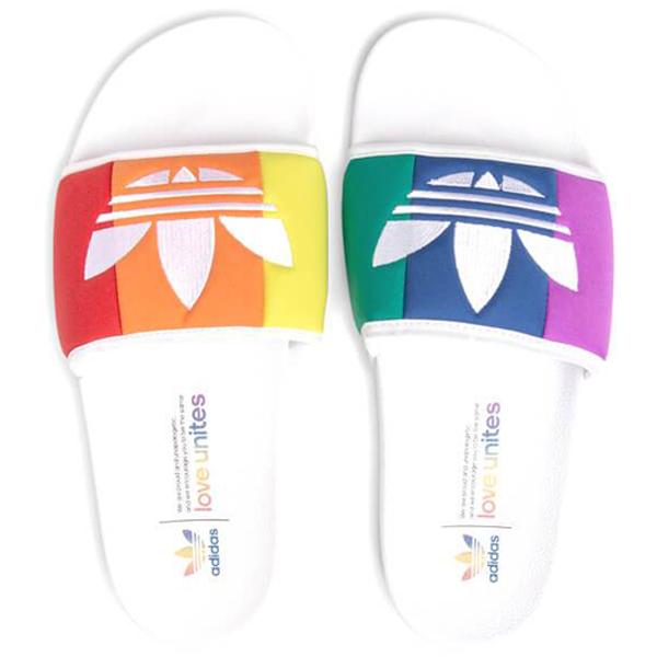 Adilette 'Pride' - Flat White/Orange/Scarlet